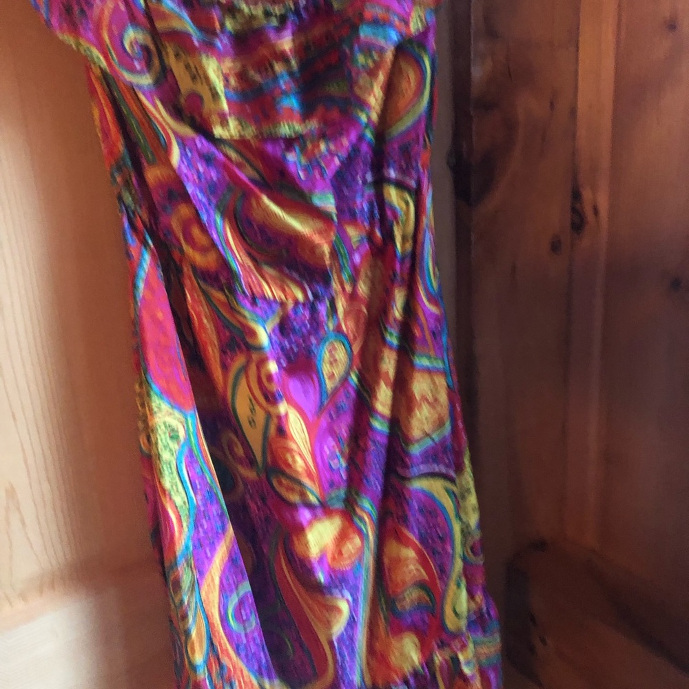 Trina Turk silk off shoulder dress